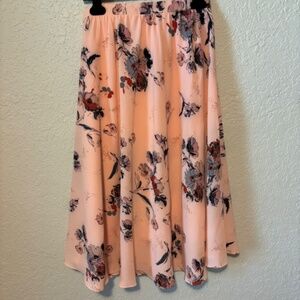 Space 46 Boutique Pink Floral Full A-Line Skirt Women's Size Large